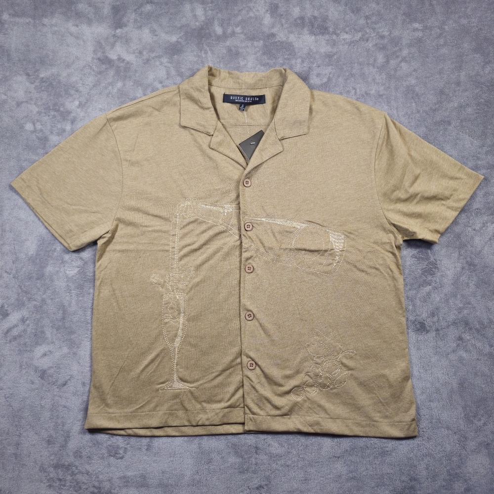 Men's Short Sleeve Button Down Collared Shirt Sz S Embroider Cocktail Party NWT